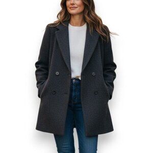 Madewell Hollis Double-Breasted Coat Black Coal Wool-Blend